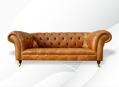 Chesterfield 3 Sitzer Couchen Nussbraun Modern Design Leder Sofa Kreative Möbel